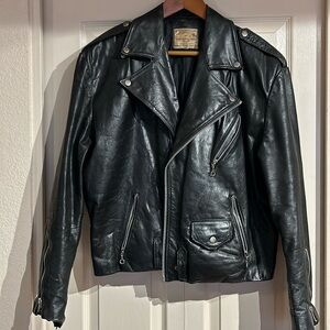Black Leather Biker Jacket from 90s